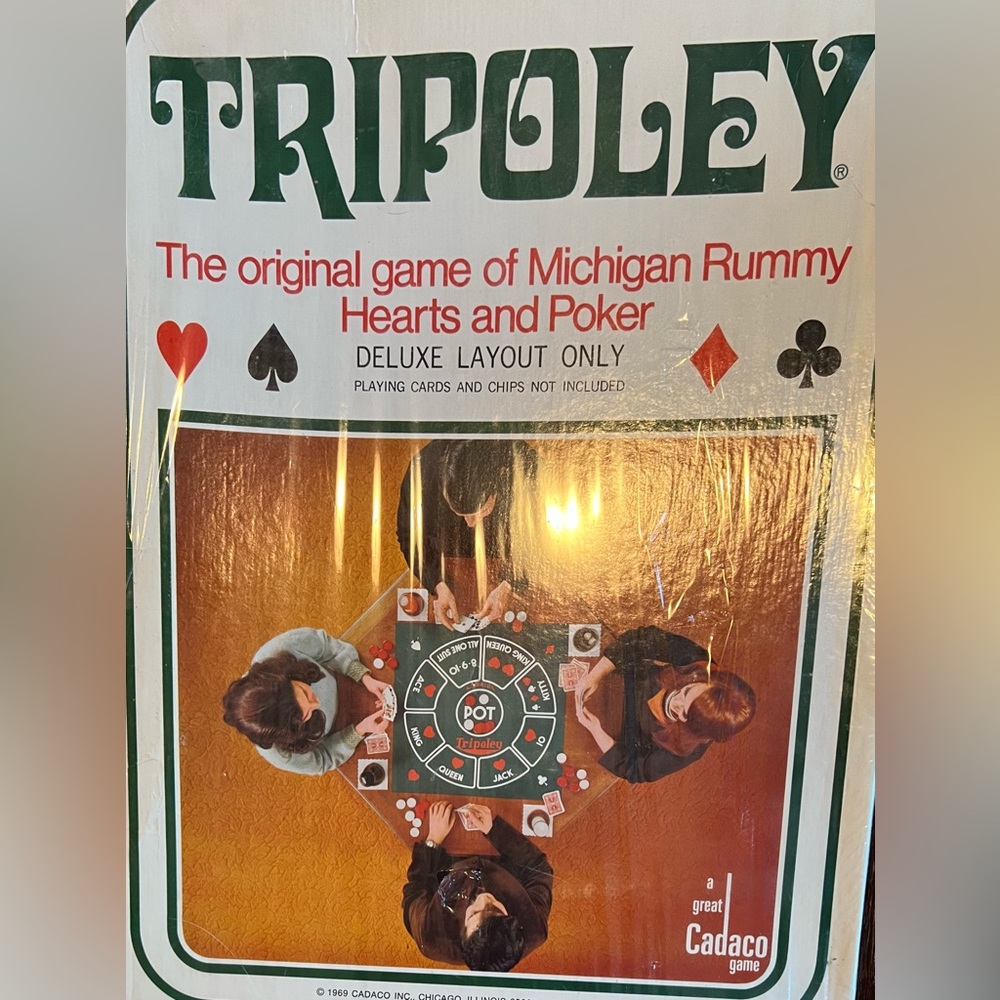 Tripoley new old stock orig pkg Green Mat Michigan Rummy Poker Hearts 1969